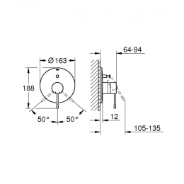 Grohe Essence New 19285001 Смеситель для ванны, встраиваемый без излива
