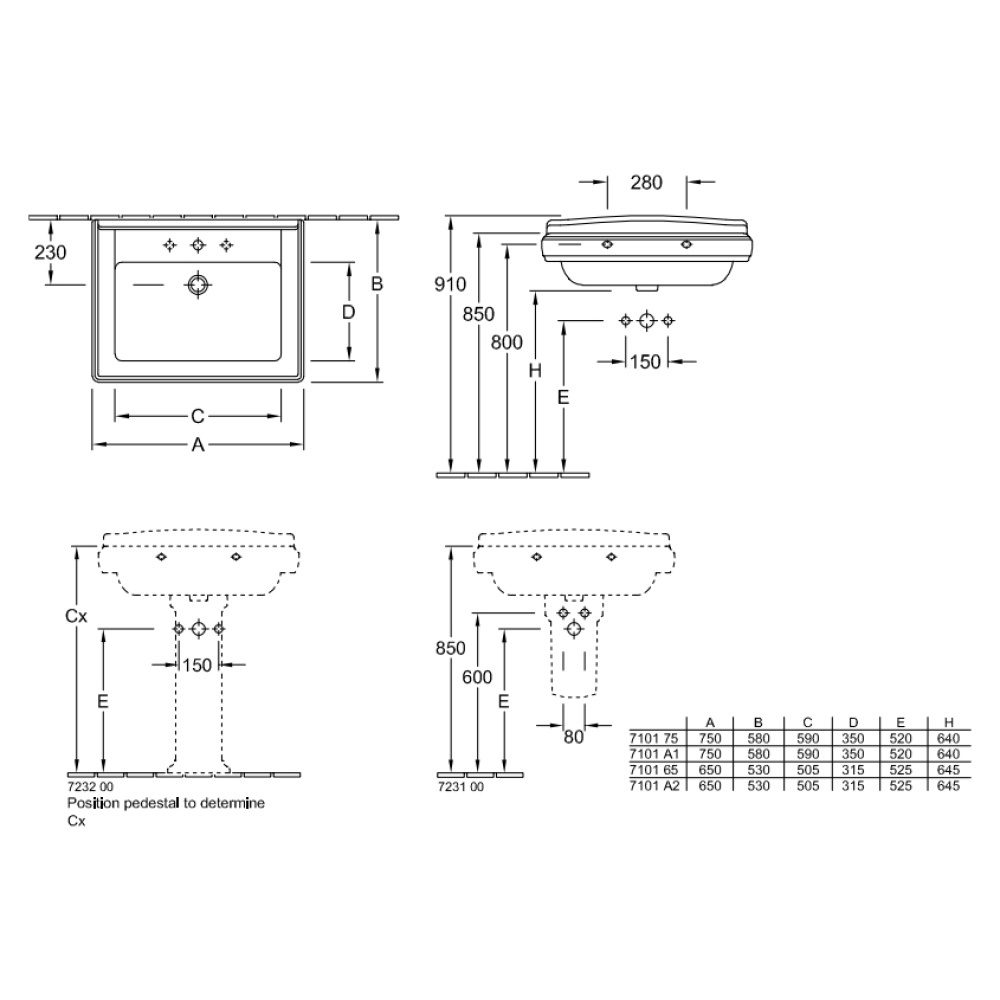 Подвесная раковина Villeroy & Boch Hommage (7101 A1 R1)
