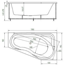 Акриловая ванна 170x95 Aquatek (MED180-0000007), асимметричная