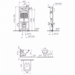 Инсталляция и унитаз Vitra S20 (9004B003-7204) белый