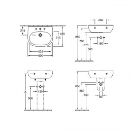 Раковина VITA 71196301 VILLEROY&BOCH O'NOVO, 600х490 мм