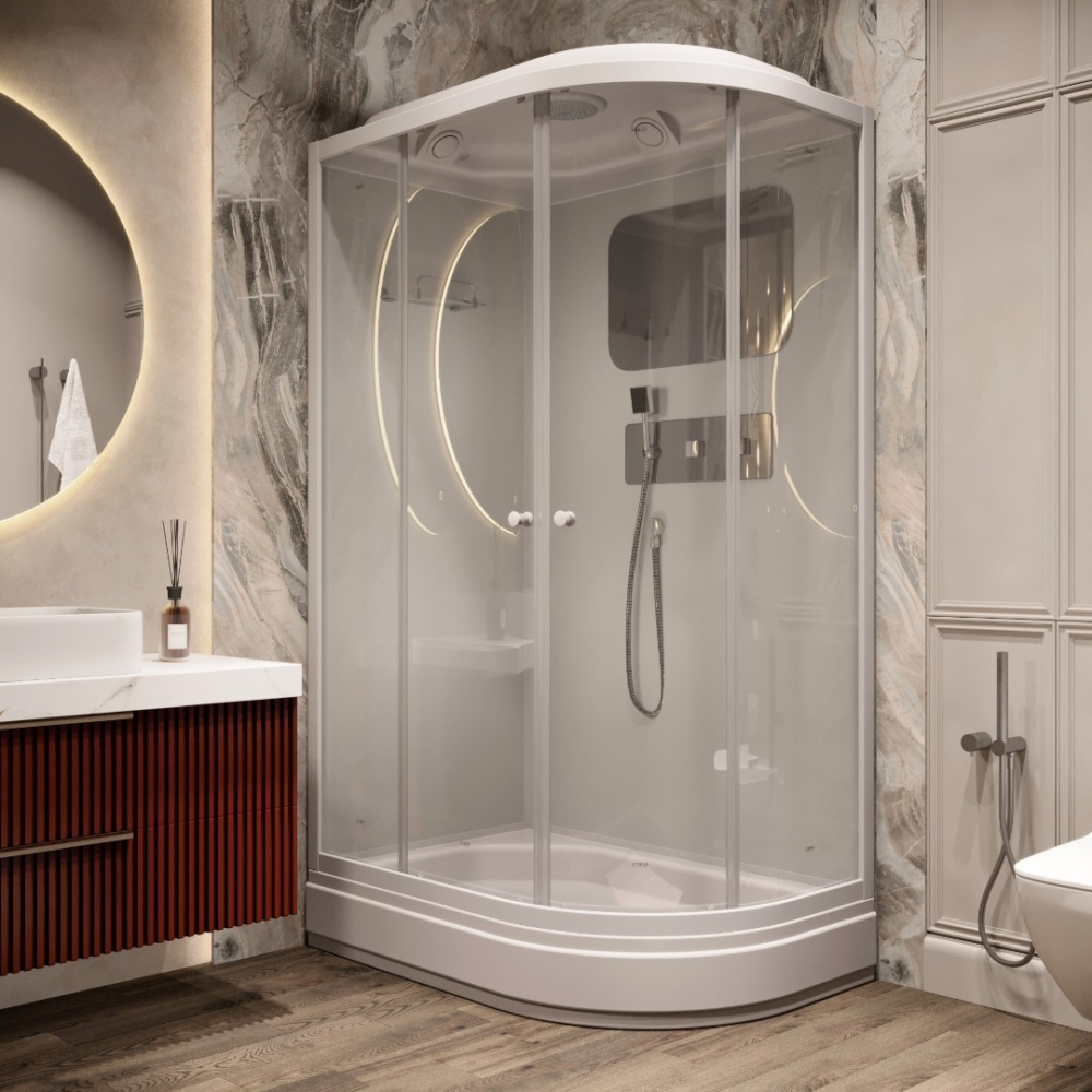 Фото Душевая кабина 120x80x215 Parly (BMM120L) белый, Без гидромассажа, ABS-пластик, Поддон средний