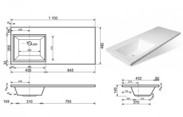 Фото Раковина Эстет Даллас 110 L ФР-00001741 над стиральной машиной Белая