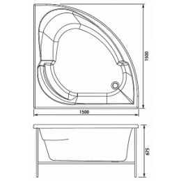 Акриловая ванна 150x150 Aquanet (00139561), Гидромассаж: есть