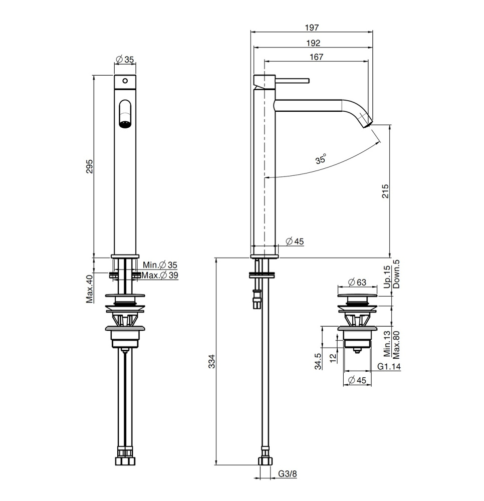Фото FIMA Carlo Frattini SPILLO Up F3031/HXSCR - Высокий смеситель для раковины (хром)