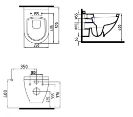 Подвесной унитаз с функцией биде Bien Harmony HRKA052N2VP1W3000 35 x 52.5 x 33 см безободковый, сиде
