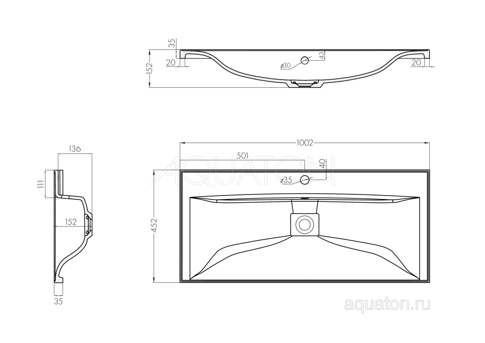 Фото Раковина Aquaton Айрис M 1000 белая 1A73273KAG010