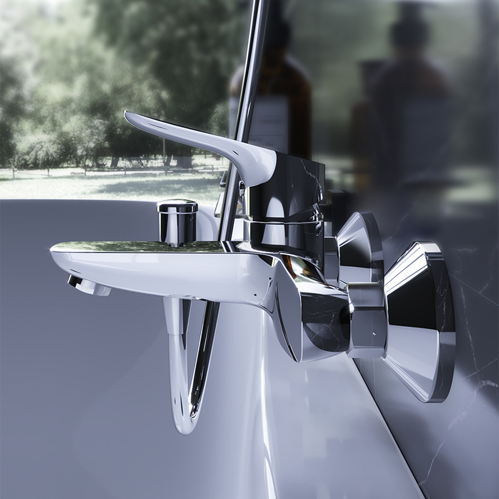 Фото RedBlu by Damixa 409007700 Origin Bit, набор 3 в 1: смес. д/умывальника, смес. для ванны/душа, душ. 