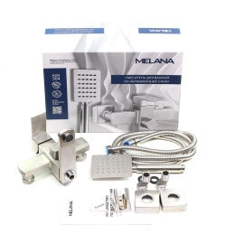 MELANA Смеситель д/ванны-F610205 Cubo нерж.сталь, однорычажный, сатин, литой излив