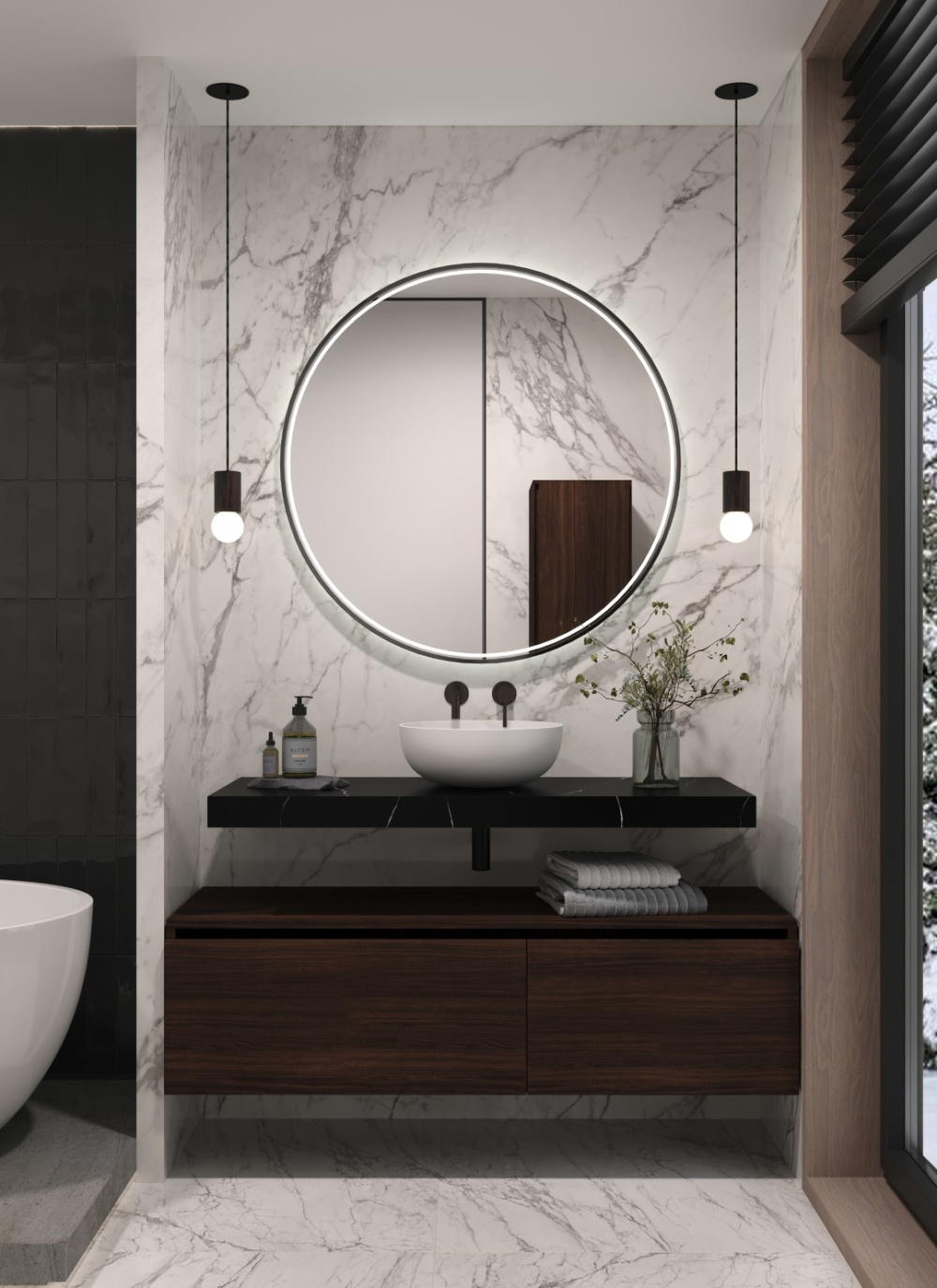 Фото Armadi Art FLAT 869-120-NM Столешница прямая NERO MARQUINA 1210*460*70