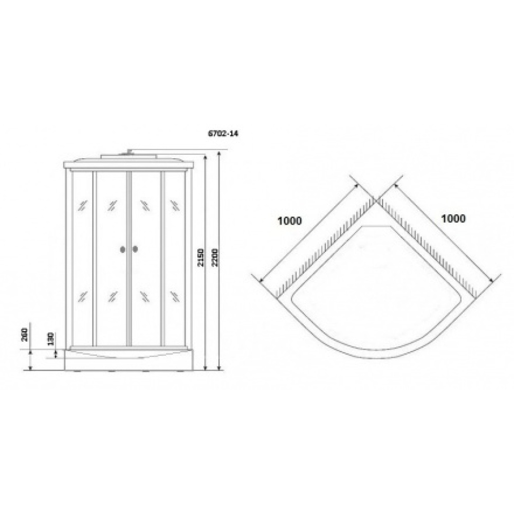Душевая кабина 100x100x215 Niagara (NG-6702-14) Без гидромассажа, ABS-пластик, Поддон средний