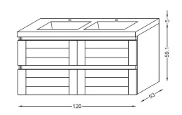 Тумба под раковину Jacob Delafon Lignum 120 см, EB1256-P01, подвесная, цвет - пепельный дуб