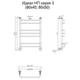 Полотенцесушитель Тругор  Идеал НП 3 80*40 (ЛЦ5) (Идеал3/нп8040)