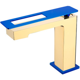 Фото Смеситель для раковины Boheme Q 141-GUW Золото Синий