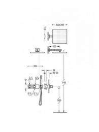 Встраиваемая термостатическая душевая система Tres showers 20725201 хром