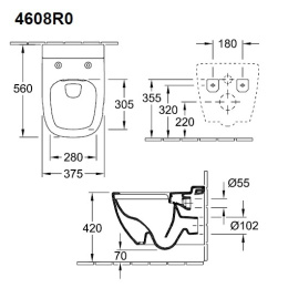 Villeroy Boch ANTHEUS 4608R0R2 Подвесной унитаз (цвет яркий белый)