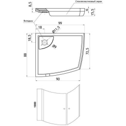 Душевой уголок Aquanet IVA NK1222 100x90 L, прозрачное стекло