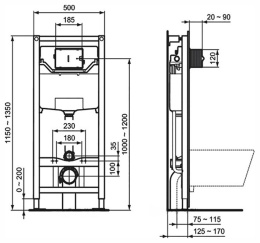 Инсталляция с унитазом Ideal Standard Tesi T387201, сиденье микролифт, клавиша хром, комплект