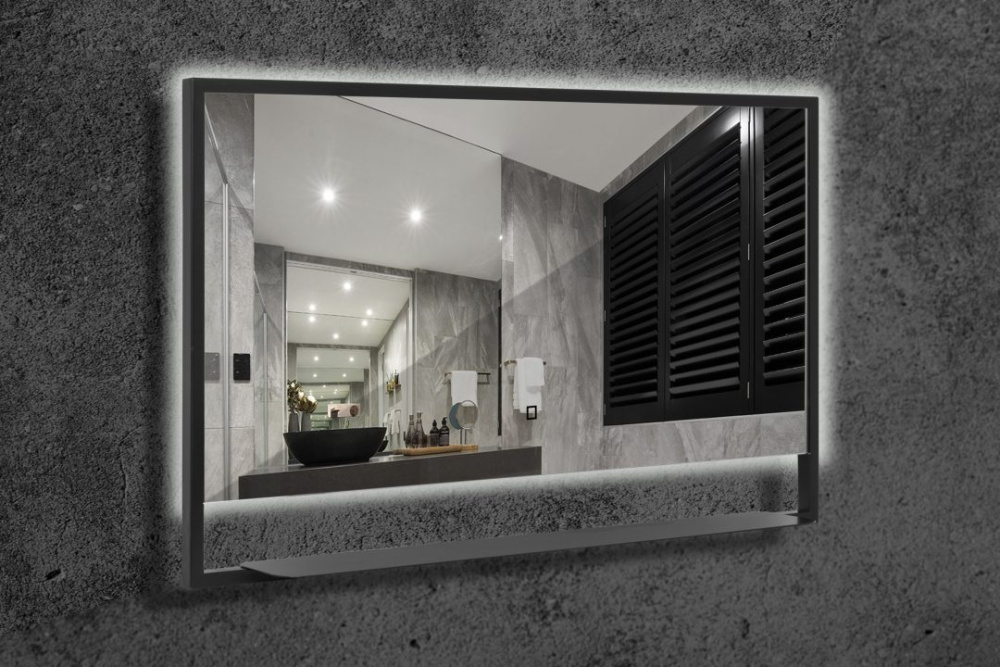 Фото Armadi Art 552/2 Зеркало Vallessi прямоугольное 100*80 с полочкой антрацит