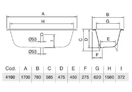 Чугунная ванна Sbordoni Masaccio 170 х 78 см, внутри и снаружи цвет белый, ножки Лапа белые