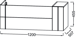 Тумба под раковину Jacob Delafon Nouvelle Vague 120 см, EB3034-G1C, 3 ящика, с выступом, цвет - белы