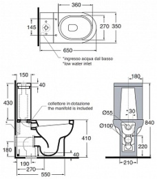Чаша для унитаза-компакта Azzurra Nuvola NUV100/MBP