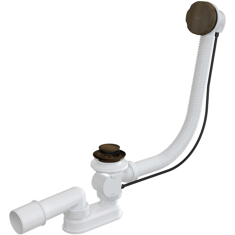 Фото Alcaplast Сифон для ванны автомат комплект металл под бронзу, A55ANTIC-RU-01