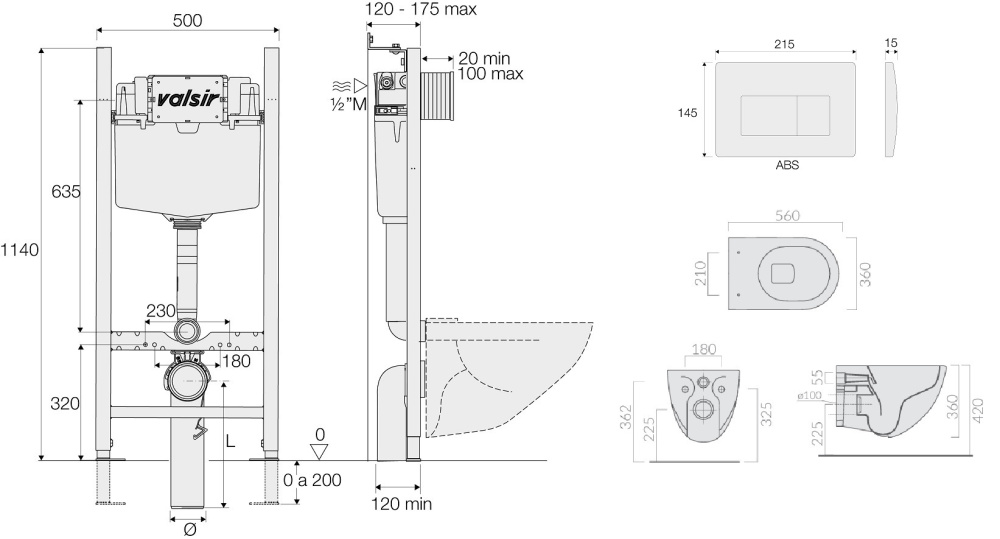 KIT VSMG 7317 Slim P1 Комплект инсталляции 4 в 1, WINNER S BLOCK VS0853202, унитаз DREAM 7317, крышк