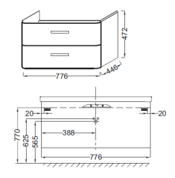 Фото Тумба под раковину Jacob Delafon REPLAY 80 см, EB1046-G1C, белый