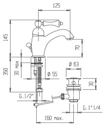 Смеситель Cezares Margot MARGOT-LSM1-01-Bi для раковины, хром/белый