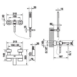 Смеситель для ванны Gessi Rettangolo (20325#031) хром