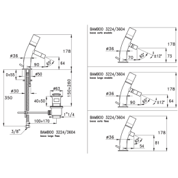 Фото Stella Bamboo Смеситель для раковины на 1 отверстие 3224, с донным клапаном, цвет: хром