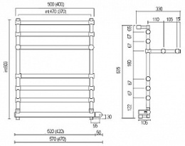Полотенцесушитель электрический Margaroli Sole 552-6 с полкой 5524706CRPC 47 x 63.5 см, хром