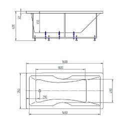 Акриловая ванна 160x75 Aquatek (FEN160-0000022), прямоугольная