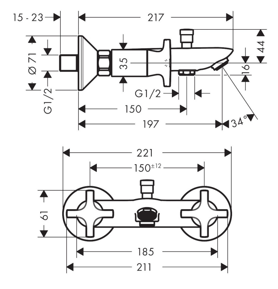 Смеситель для ванны 71240000 Hansgrohe Logis Classic (хром)