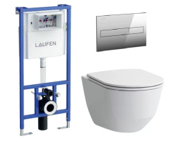 Инсталляция Laufen с безободковым унитазом Laufen Pro Rimless 8.2096.6.000.000.1, сиденье микролифт