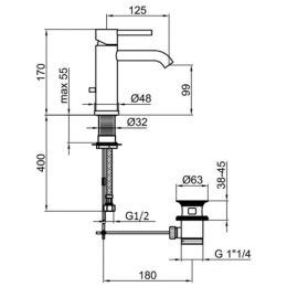 Фото Смеситель для раковины Webert Elio EL830102560, черный