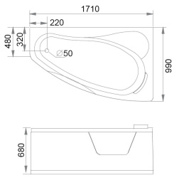 Акриловая ванна 171x99 Gemy (G9046 II K R), угловая асимметричная