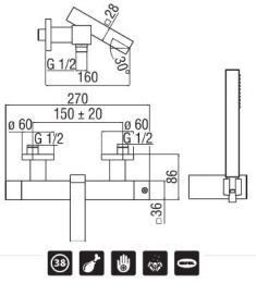 NOBILI Tower TW00010CR Термостат для ванны (хром)