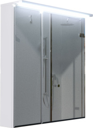 1Marka Ц0000007616 Зеркало-шкаф Соната 75 2д с подсветкой, Белый глянец