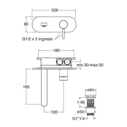 Cristina UNI/X UX27628 Настенный смеситель для раковины