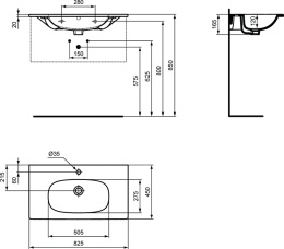 Раковина-столешница Ideal Standard Tesi Vanity T350901 80 см