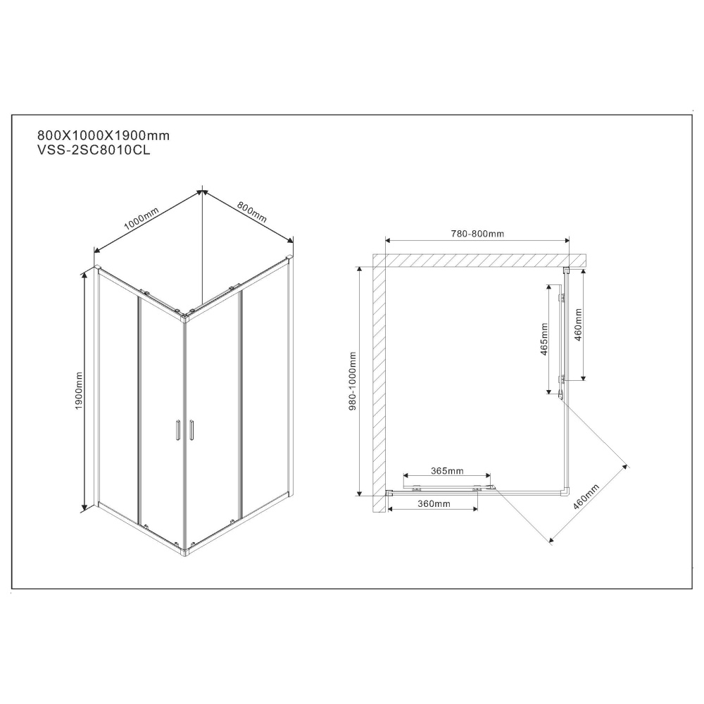 Душевой уголок Vincea Scala (VSS-2SC8010CL) хром
