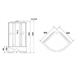 Душевая кабина 90x90x220 Niagara (NG-211-01N) С гидромассажем, акрил, Поддон высокий