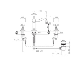 Фото Смеситель Nicolazzi Dames Anglaises 1409BZ18 для раковины на 3 отверстия, бронза, декор Dames Anglai