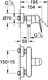 Фото Смеситель для душа Grohe Eurodisc Cosmopolitan 33569002 с подключением шланга