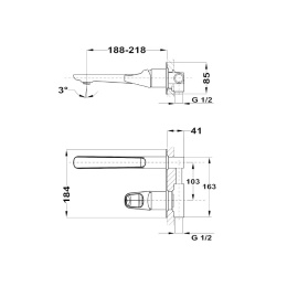 TEKA Sense 914610200  Смеситель для умывальника настенный, скрытого мотажа, на 2 отверстия, хром