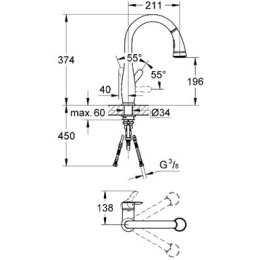 Смеситель Grohe Parkfield 30215DC0 для кухонной мойки, суперсталь