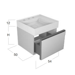 Фото Antonio Lupi Atelier GRFATI154 R3+ATF13750 B/g + titanio Тумба под раковину GRAFFIO54 54х50хh37,5см,