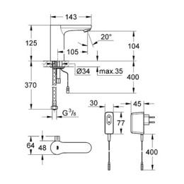 Смеситель для раковины Grohe Eurosmart Cosmopolitan 36327000 электронный